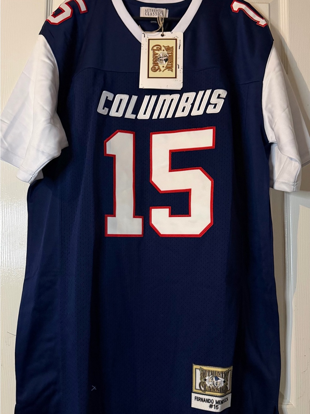 Fernando Mendoza high school Columbus Navy & White #15 football Jersey
